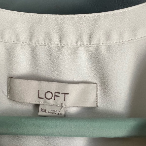 LOFT Cream Button-Up Blouse, Size XXL - Picture 2 of 2